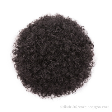 Aisi Hair Wholesale Fluffy Curly Synthetic Hair Bun Black Ponytail Puff Afro Short Curly Chignon Hair Extension For Black Women
